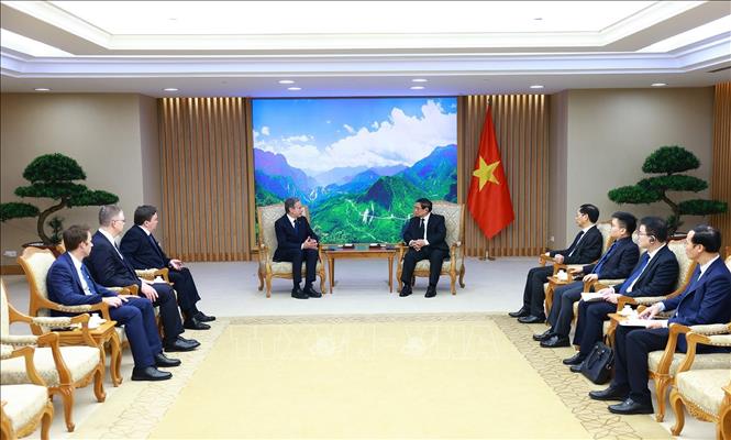 Thủ tướng Phạm Minh Chính tiếp Bộ trưởng Ngoại giao Hoa Kỳ Antony Blinken. Ảnh: Dương Giang-TTXVN
